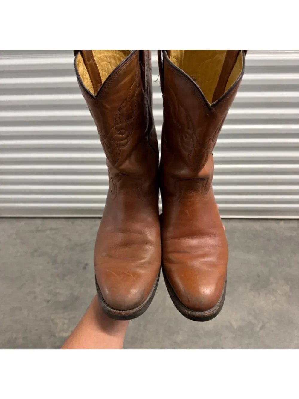 Tony Lama Mens Western Cowboy Boots Brown Leather Size 8.5 EE